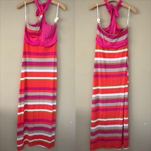 NWT Kala Stripe Halter Maxi Dress L